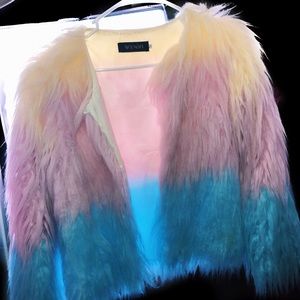 Pastel Ombré Faux Fur Coat